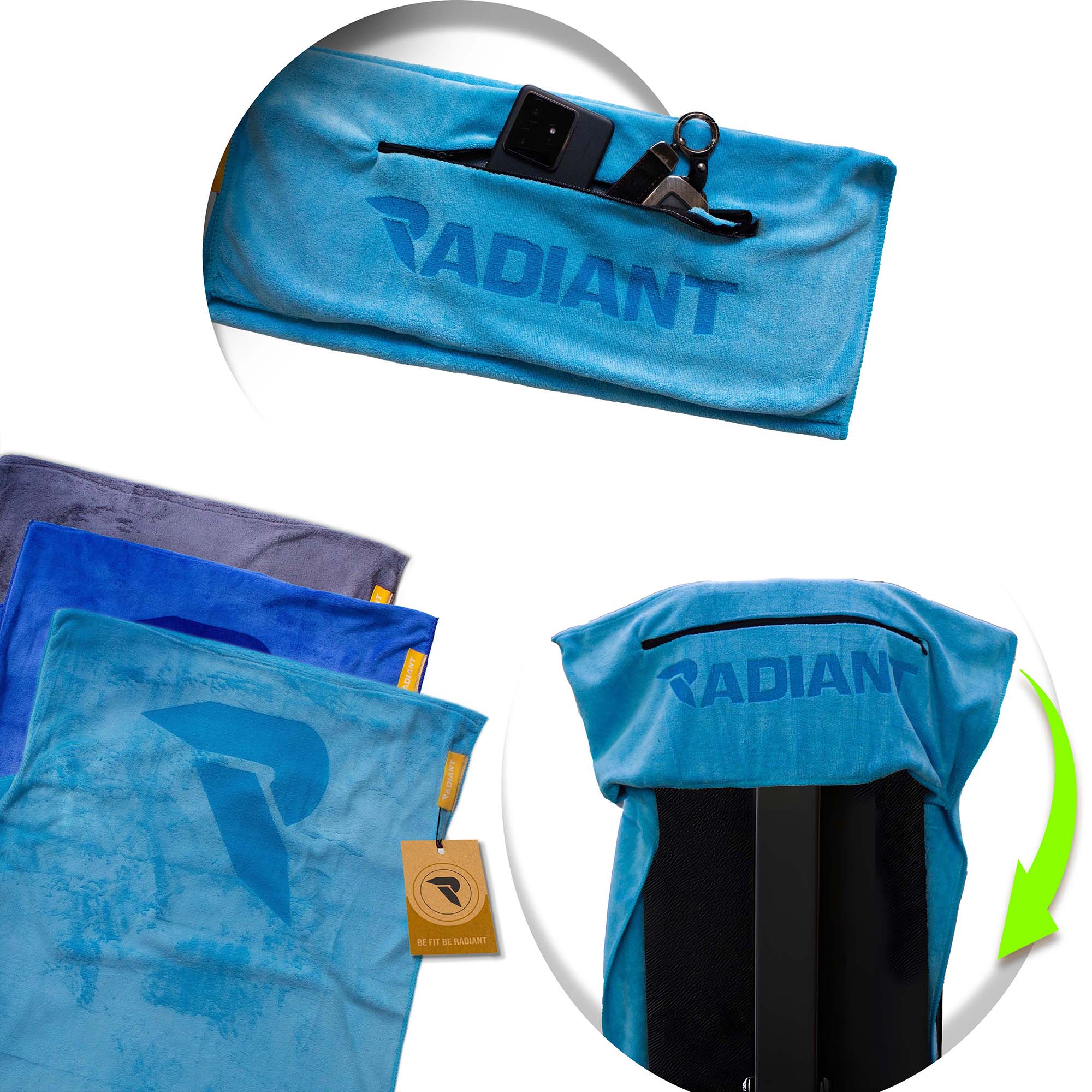 Radiant Sporthanddoek met Ritsvak 50x100cm Baby Blauw