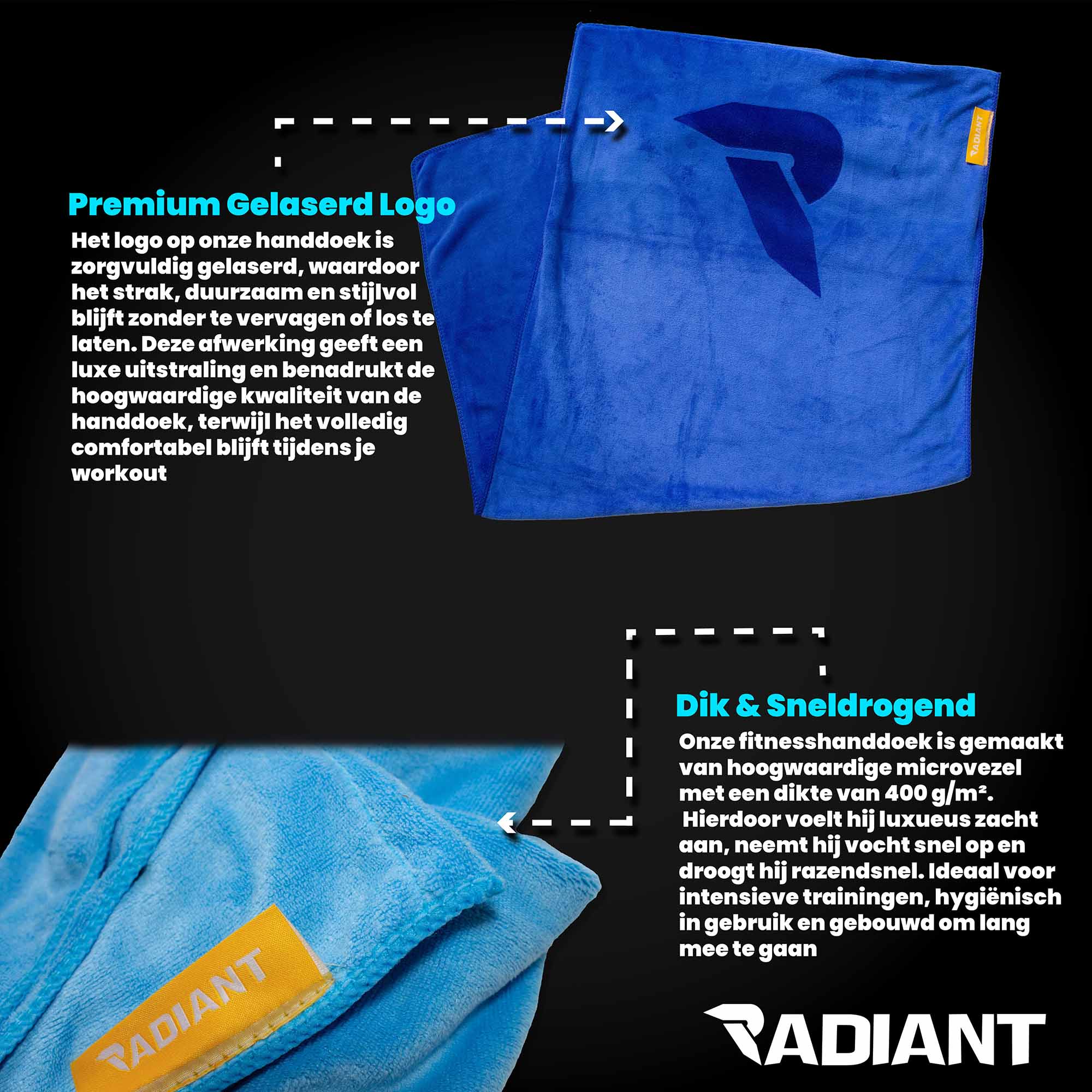 Radiant Sporthanddoek met Ritsvak 50x100cm Baby Blauw - Afbeelding 6