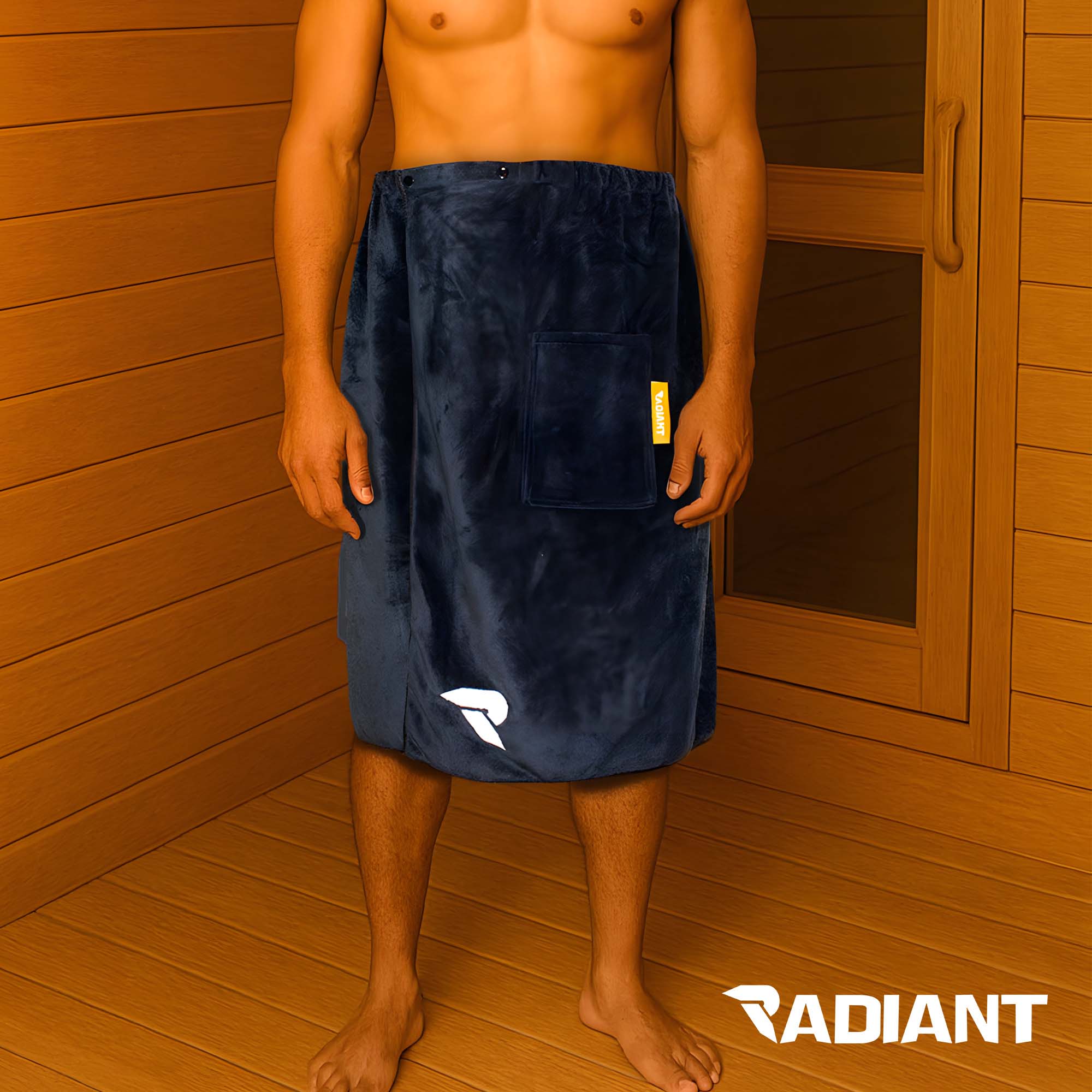 Radiant Sauna Kilt Heren - 70 x 140 cm - Zwart/Grijs - Afbeelding 3
