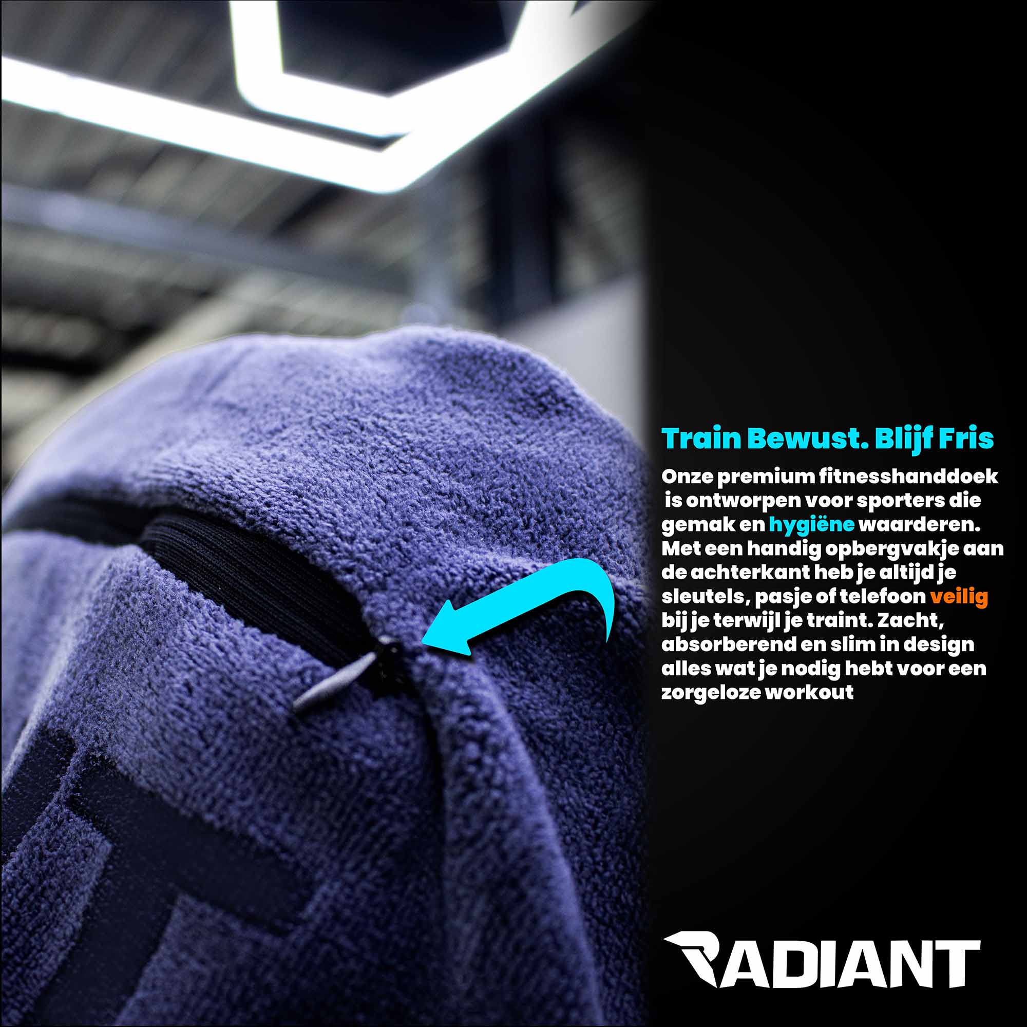 Radiant Sporthanddoek met Ritsvak 50x100cm Baby Blauw - Afbeelding 7