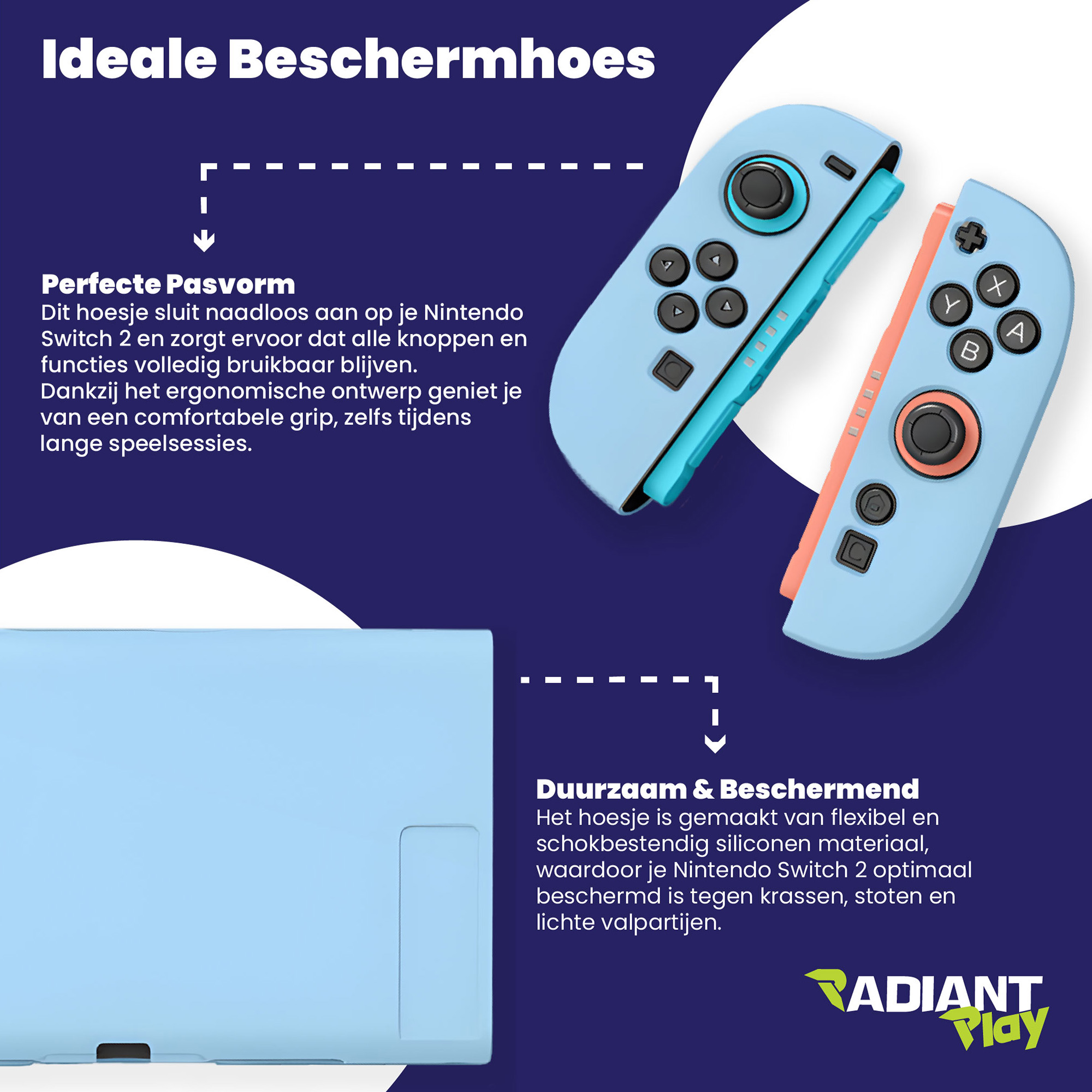 Nintendo Switch 2 Siliconen Beschermhoes - 3-Delig Flexibel Hoesje - Afbeelding 2