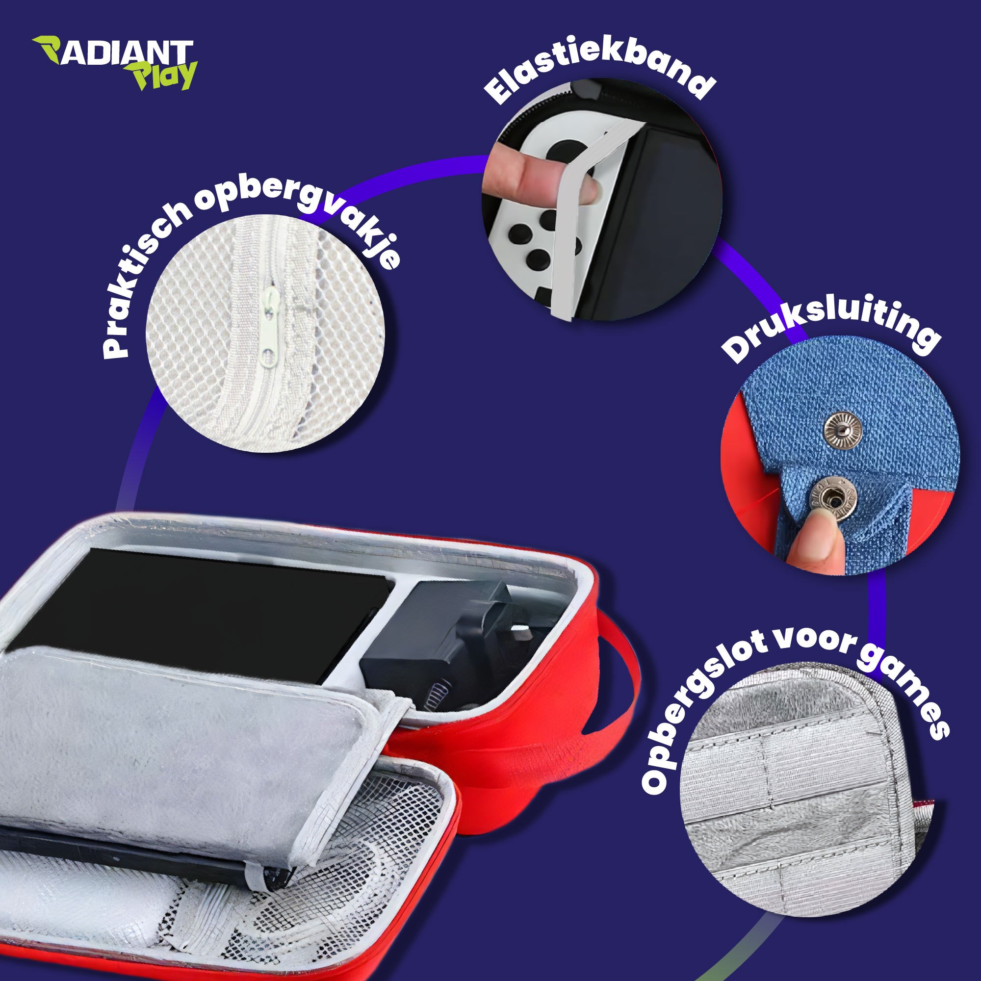 Radiant Play Travel Hardcase voor Nintendo Switch 2 - Rood - Afbeelding 3